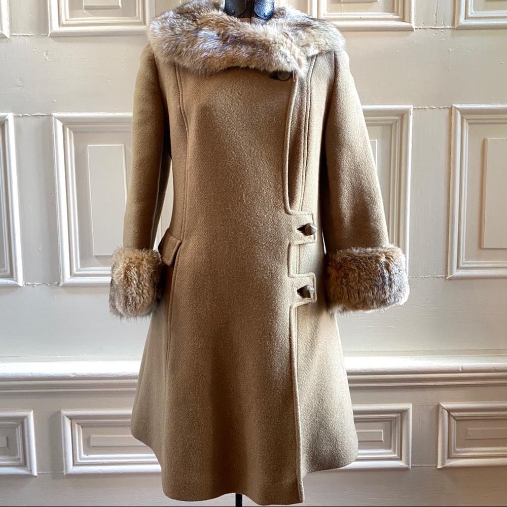 Vintage Wool & Fox Fur Swing Coat